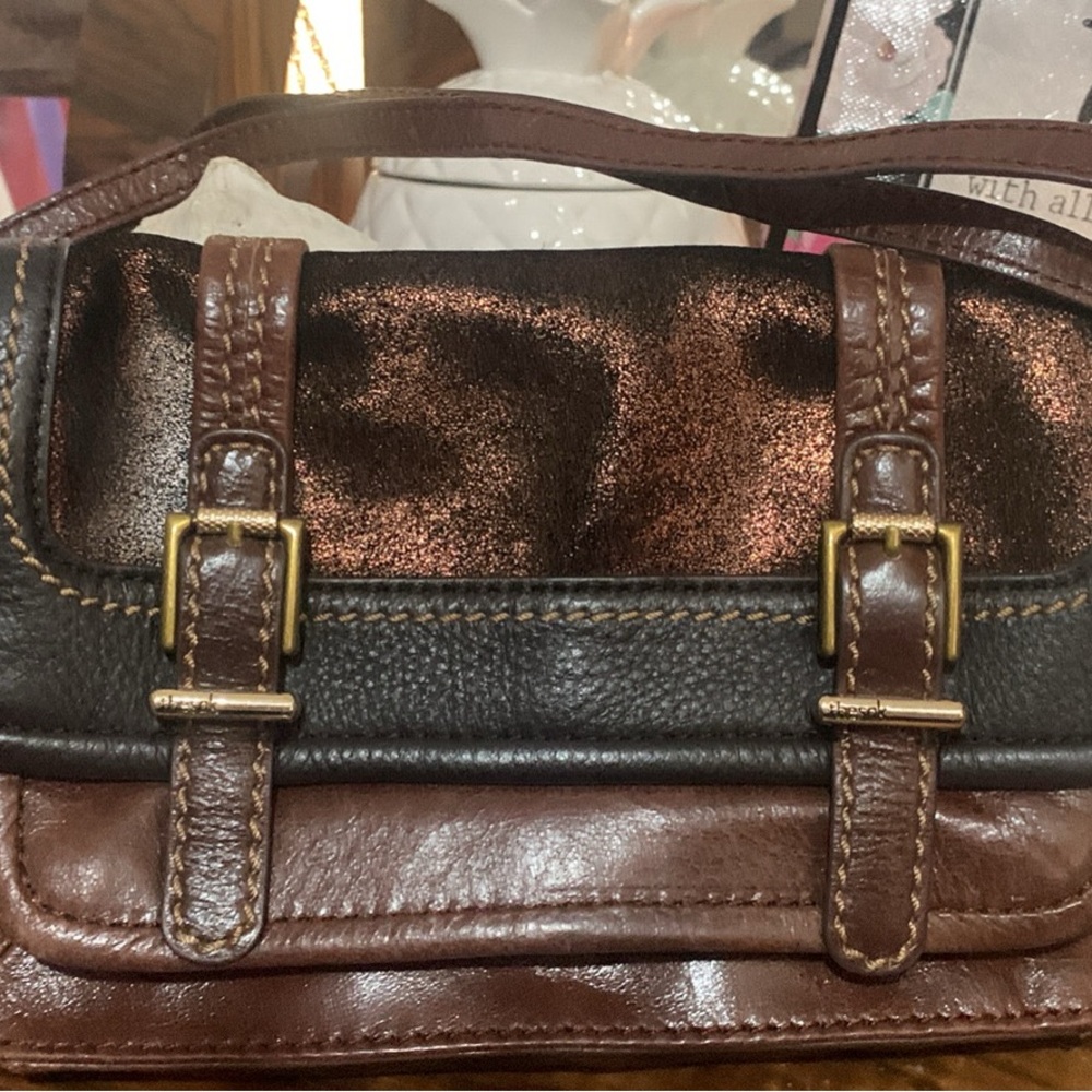 Elegant Brown and Black Leather Handbag